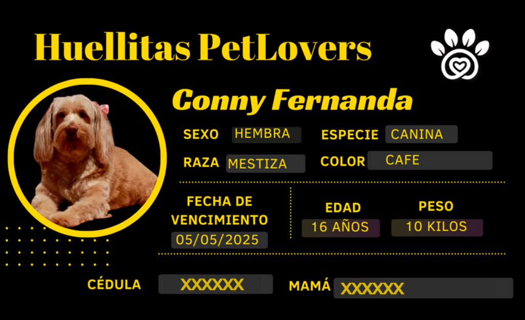 Tarjeta de membresía Huellitas PetLovers - Frente